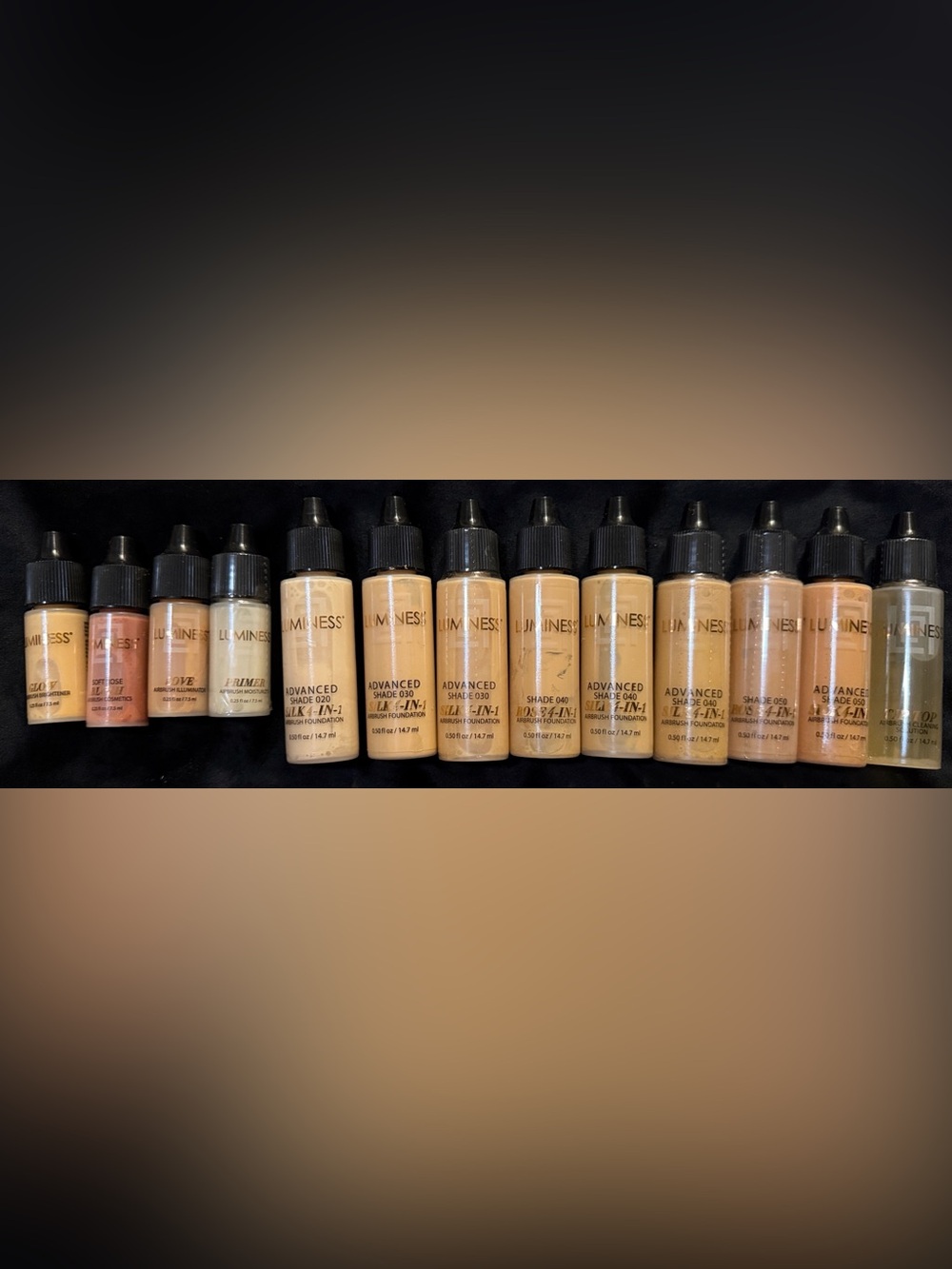 Luminess Assorted Foundation & Primer Bottles - Cream to Tan Shades